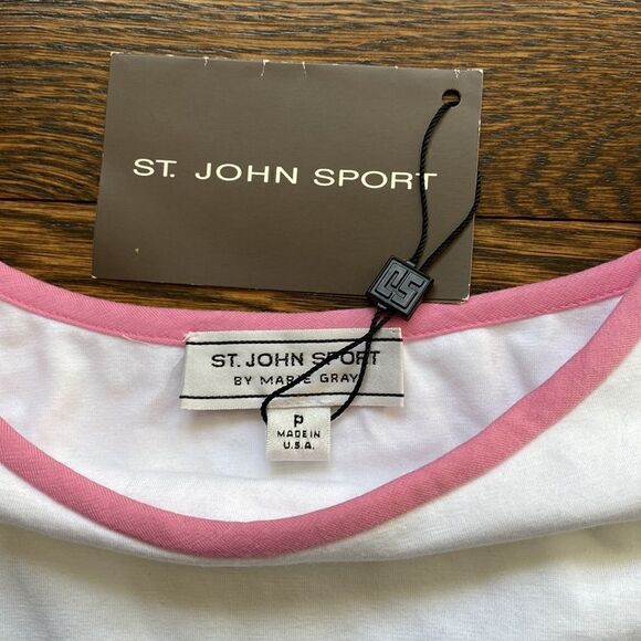 NWT St. John Sport White Tank Top with 3 Straps - Size Petite - Picture 2 of 10